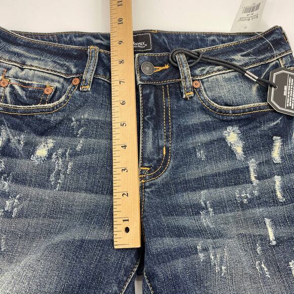 New ROCK REVIVAL REMIX Slim Jeans Size 26 Cuffed Distressed Straight Leg - Picture 7 of 8